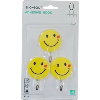 Věšák Samolepící háček SMAJLÍK kov/plast 3 ks