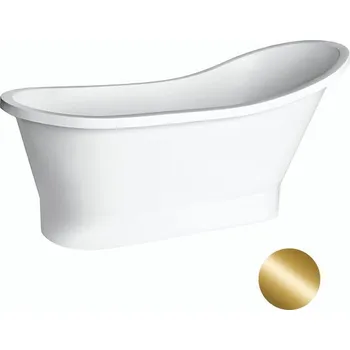 Vana Besco Volně stojící vana z litého mramoru Gloria 150x67 (160x67,5) Barva: Bílá, Rozměry (cm): 150x67, Typ a barva výpustě: Click-Clack s horním čištěním, zlatá
