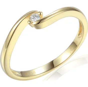 Prsten Gems, Minimalistický prsten Brennon, žluté zlato s briliantem, vel.: 51, ø16,2 mm, 3810727-0-51-99