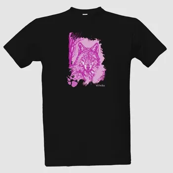 Tričko s potiskem Variace na vlka - růžová pánské