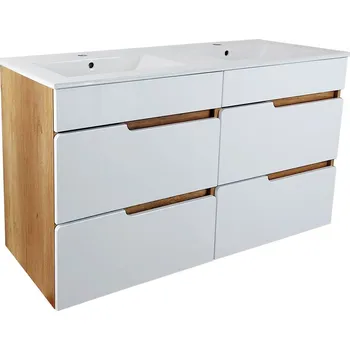 Koupelnový nábytek BPS-koupelny Koupelnová skříňka s keramickým dvojumyvadlem Doris 120-4Z