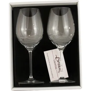 Sklenice Sada Crystal dekor - 2 ks skleničky červen.vín 470ml + obtisk Swarovski 3 kameny