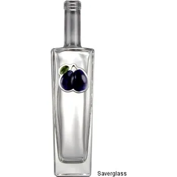 Láhev Axel - 0.50 bezbarevná OBM + pryskyřicový obtisk dvě švestky s lístkem modré