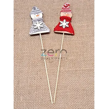 Zápich sněhulák dřevěný (2 ks) - mix