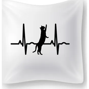 Dekorativní polštářek Polštářek - EKG kočka