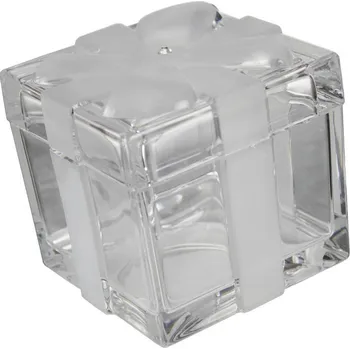 Dóza na potraviny Dóza Kostka s pískovanou mašlí - 11,5 cm + obtisk Swarovski v krabičce
