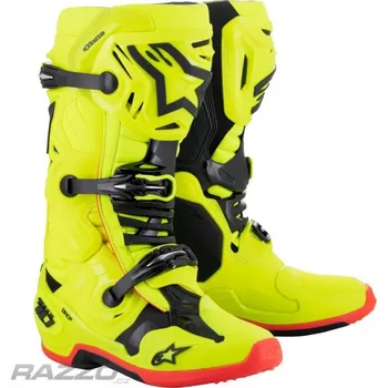 Moto obuv Boty na motokros Alpinestars TECH 10 Yellow Flo Black Red Flo 9 US