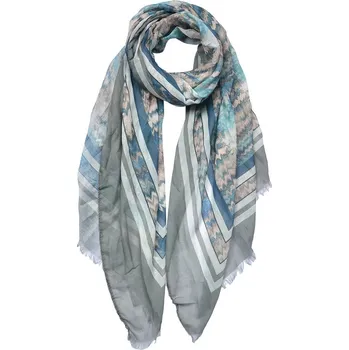 Šátek Modro-šedý šátek s ornamenty - 70*180 cm