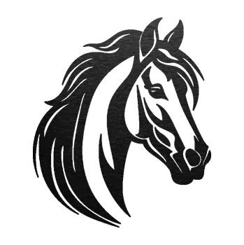 Samolepící dekorace SAMOLEPKA Kůň 102 pravá hlava (63 - škrábaný kov černý) NA AUTO, NÁLEPKA, FÓLIE, POLEP, TUNING, VLASTNÍ TEXT, TISK, AUTOSAMOLEPKY.cz, POLEPY, OBRÁZEK, LOGO, SAMOLEPKY