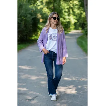 Dámský svetr Kardigan z jemného úpletu 2107 Itálie barva: fialová-lila