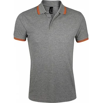 Pánské tričko Sol's Pánská pevná piké polokošile Pasadena 200 g/m Barva: šedý melange - oranžová, Velikost: L L591