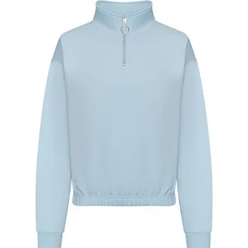 Dámská mikina Just Hoods Zkrácená dámská roláková mikina do pasu se 1/4 zipem Barva: modrá nebeská, Velikost: XL JH037