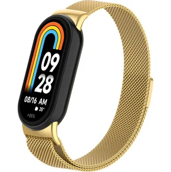 Příslušenství k fitness náramku Xiaomi Milánský tah magnetický - kovový náhradní řemínek pro Mi Smart Band 8/9/10 Barva: Zlatá MBSCZ-8MT04