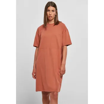 Dámské šaty Oversize šaty Urban Classics s rozparkem z organické bavlny Barva: Terracotta, Velikost: 5XL