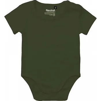 Dupačky Neutral Kojenecké dupačky z organické bavlny s krátkým rukávkem Barva: zelená vojenská, Velikost: 62 NE11030