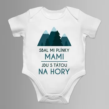 Žertovný předmět Jdu s tátou na hory - dětské body s potiskem