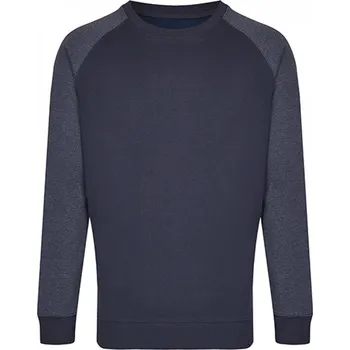 Pánská mikina Silnější mikina Miners Mate přes hlavu s kontrastními rukávy Barva: modrá námořní mikina s melírovými rukávy, Velikost: S MY510