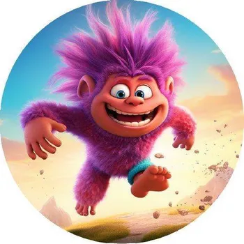 Jedlá dekorace na dort Jedlý papír Troll růžový 19,5cm - PICTURE