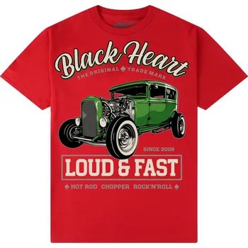 Pánské Triko BLACK HEART LOUD AND FAST Barva: Červená, Velikost: 3Xl