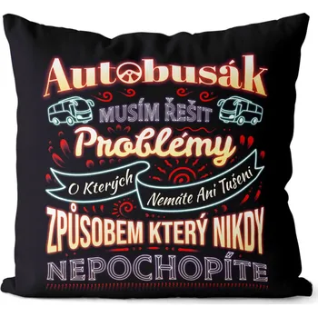 Dekorativní polštářek Polštář 40 x 40 cm - Autobusák problémy