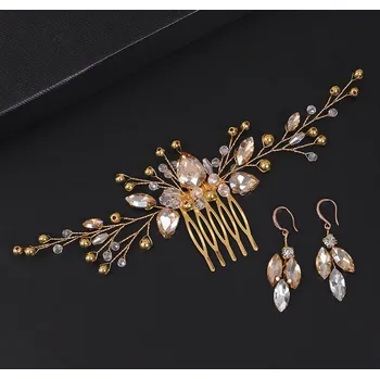 Souprava šperků B-TOP Souprava s hřebenem a náušnicemi - zlatá