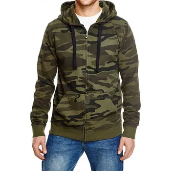 Pánská mikina Lehká kamuflážová rozpínací mikina Burnside 230 g/m Barva: zelená kamufláž, Velikost: M BU8615