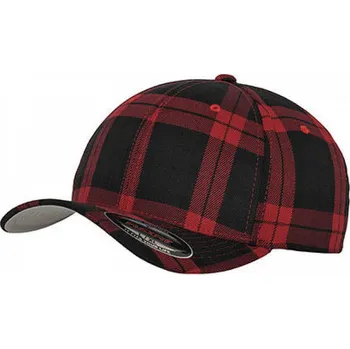 Kšiltovka Flexfit Kšiltovka z tvrdého plátna s tartanovou kostkou Barva: černá - červená, Velikost: L/XL FX6197