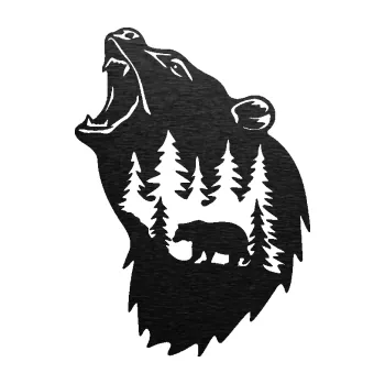 Samolepící dekorace SAMOLEPKA Medvěd 013 levá s krajinou (63 - škrábaný kov černý) NA AUTO, NÁLEPKA, FÓLIE, POLEP, TUNING, VLASTNÍ TEXT, TISK, AUTOSAMOLEPKY.cz, POLEPY, OBRÁZEK, LOGO, SAMOLEPKY