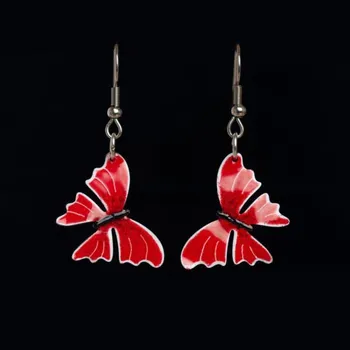 Náušnice Visací náušnice motýlí červené - Parada 0000911