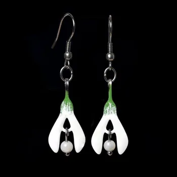 Náušnice Visací náušnice sněženky s perleťovými kuličkami - Parada 0000641