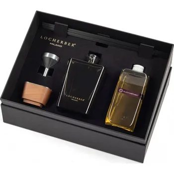 Aroma difuzér Dárková sada GIFT BOX 500 ml BLACK KARTHAGO Skyline: aroma difuzér 500 ml, náplň 500 ml, tyčinky, trychtýřek a víčko z ořechového dřeva