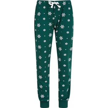 SF Women Pohodlné dámské pyžamové kalhoty na doma s proužky / hvězdičkami Barva: Bottle-White Snowflakes, Velikost: XS SF085