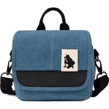 Malá plátěná foto brašna - modrá (kompaktní brašna na fotoaparát)