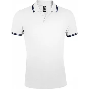 Pánské tričko Sol's Pánská pevná piké polokošile Pasadena 200 g/m Barva: bílá - modrá námořní, Velikost: 3XL L591