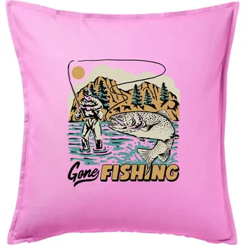 Polštář Gone Fishing - Polštář 50x50 - 50x50 - Pouze potah ( Růžová )