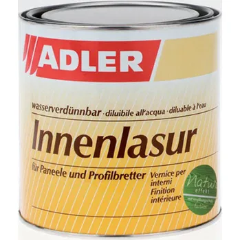 Lak na dřevo Adler Innenlasur UV 100 bezbarvá - Vodou ředitelná lazura do interiéru 0,75l
