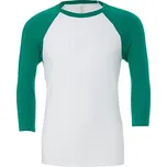 Bella+Canvas Baseballové unisex triko se 3/4 kontrastními rukávy Barva: bílá - zelená výrazná, Velikost: L CV3200