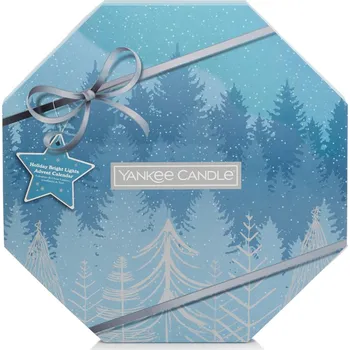 Svíčka Yankee Candle Adventní kalendář 2023 věnec čajová svíčka 24 ks + skleněný svícen