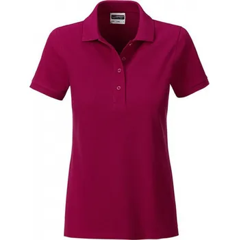 Dámské tričko James & Nicholson Jemná dámská polokošile James and Nicholson z organické bavlny Barva: Červená vínová, Velikost: M JN8009