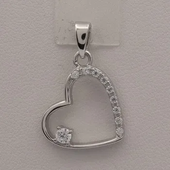 Přívěsek Stříbrný přívěsek srdce se zirkony