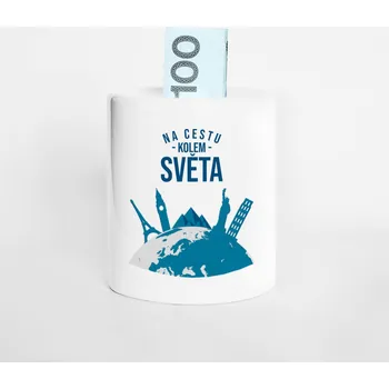Žertovný předmět Na cestu kolem světa - keramická pokladnička jako dárek