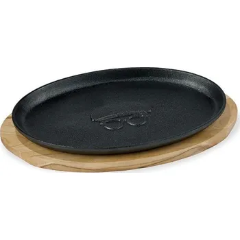 Pánev Servírovací tác s deskou, 27x17,5 cm - HOLM (Litinový servírovací tác s prkénkem 27x17,5 cm - HOLM)