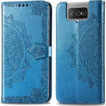 Pouzdro na tablet VSECHNONAMOBIL 26090 ART Peňaženkový kryt Asus Zenfone 7 (ZS670KS) ORNAMENT modrý