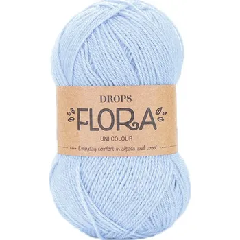 Příze Příze DROPS Flora uni colour 14 - ledově modrá