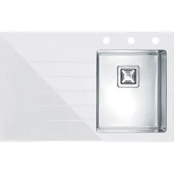 Nerezový dřez Dřez včetně sifonu, CRYSTALIX 10, PRAVÝ, BÍLÁ