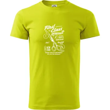 First Class Barber - Klasické pánské triko vyšší gramáže - 3XL ( Limetková )