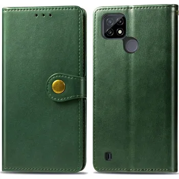 Pouzdro na tablet VSECHNONAMOBIL 33168 LEATHER BUCKLE Peňaženkový obal Realme C21 zelený