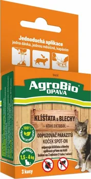 Antiparazitikum pro kočku AgroBio Opava Atak Ektosol Spot On odpuzovač parazitů koček 3x 0,7 ml