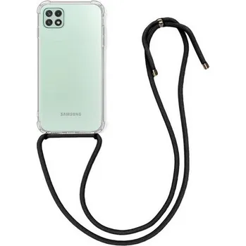 Pouzdro na mobilní telefon TopQ Kryt pro Samsung A22 5G průhledný s černou šňůrkou