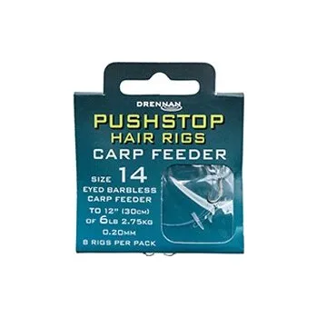 Rybářský háček Drennan návazec Pushstop H'Rig Carp Feeder Barbless 8ks 14